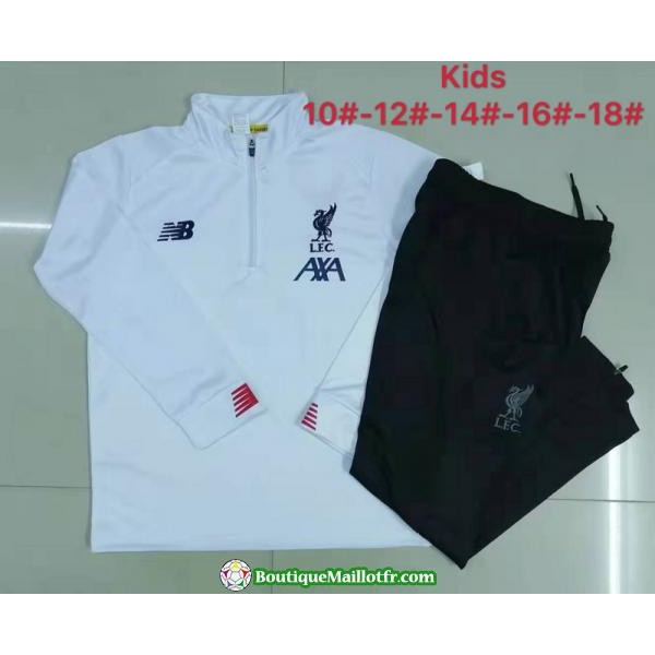 Chandal Liverpool Enfant 2019 2020 Fermeture Eclair Blanc