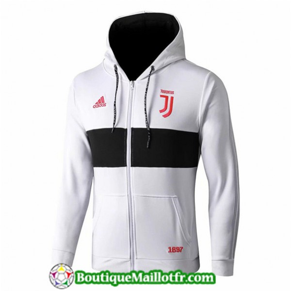 Veste De Foot Juventus 2019 2020 A Capuche Blanc/n...