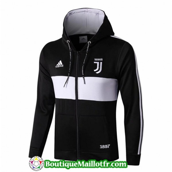 Veste De Foot Juventus 2019 2020 A Capuche Noir/bl...