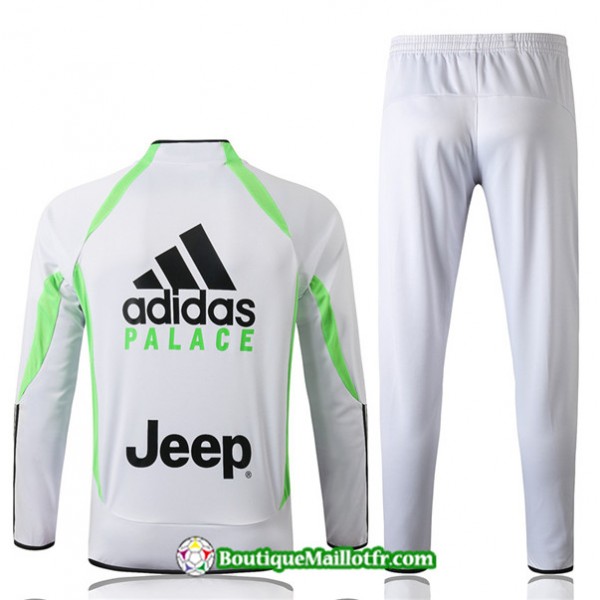 Veste Survetement Juventus 2019 2020 Ensemble Blanc/vert Bande