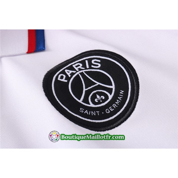 Maillot Entraînement Paris Saint Germain Jordan 2020 2021 Polo Blanc Manche Rouge/bleu
