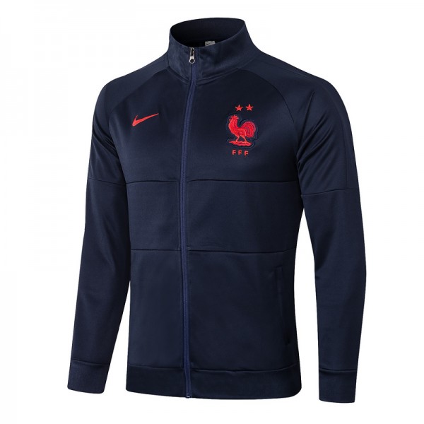 Veste De Foot France 2020 2021 Bleu Marine Col Hau...