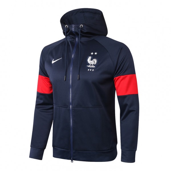 Veste De Foot France 2020 2021 A Capuche Bleu Mari...