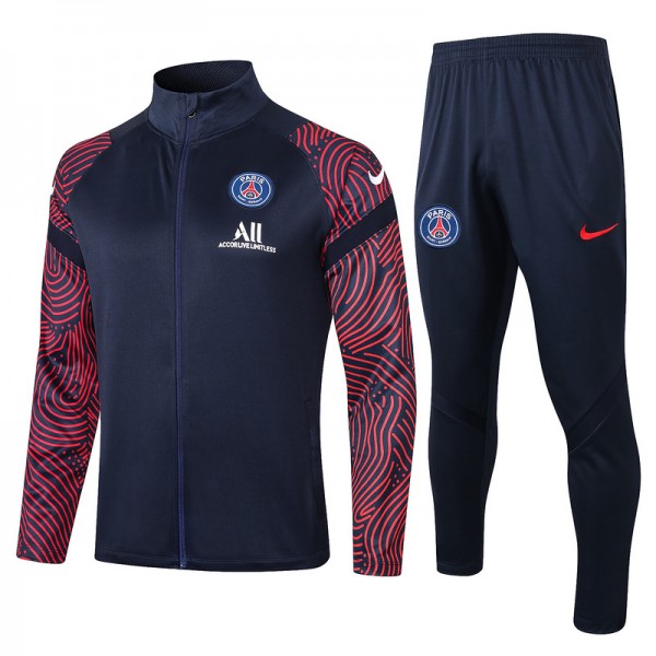 Veste Survetement Paris Saint Germain 2020 2021 Bleu Marine/rouge Col Haut