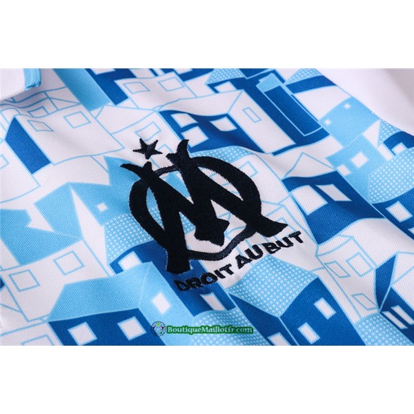 Maillot Kit Entraînement Marseille 2020 2021 Polo Training Blanc/bleu