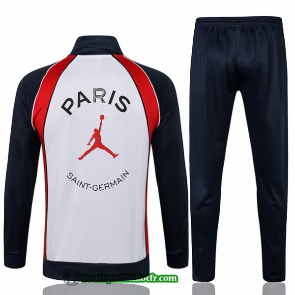 Veste Survetement Jordan Psg 2021 2022 Blanc/bleu Marine Col Haut