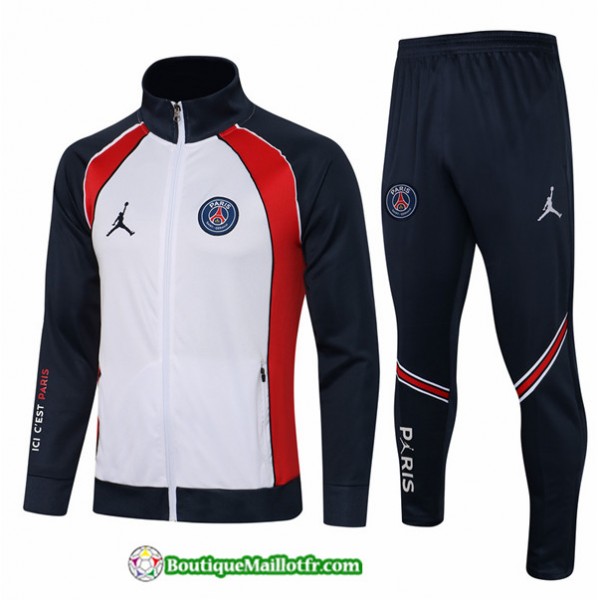 Veste Survetement Jordan Psg 2021 2022 Blanc/bleu ...