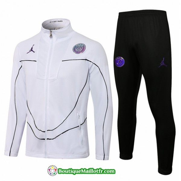 Veste Survetement Jordan Psg 2021 2022 Blanc Col H...