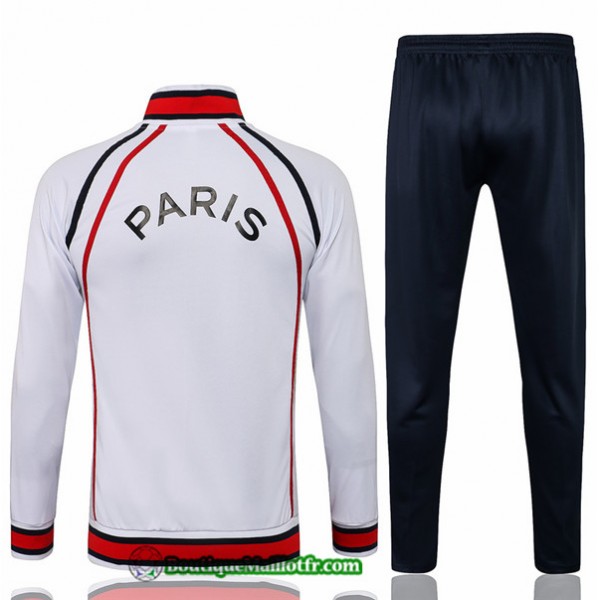 Veste Survetement Jordan Psg 2021 2022 Blanc/rouge Col Haut