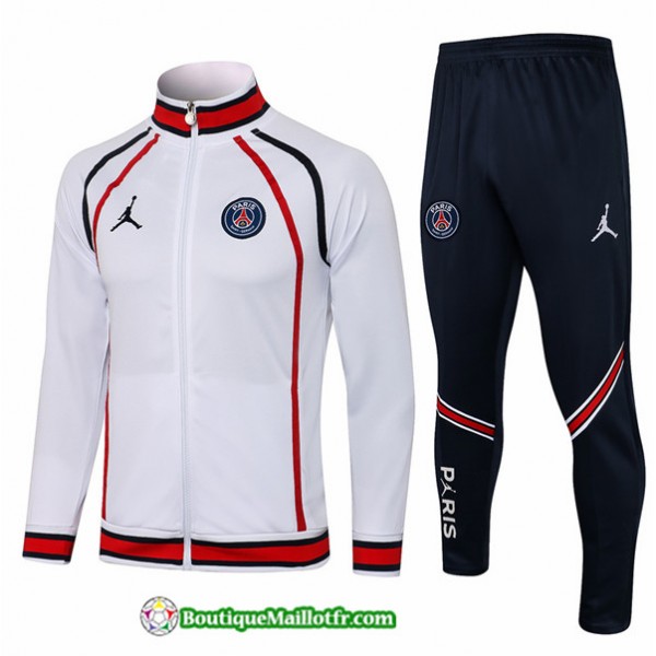 Veste Survetement Jordan Psg 2021 2022 Blanc/rouge...