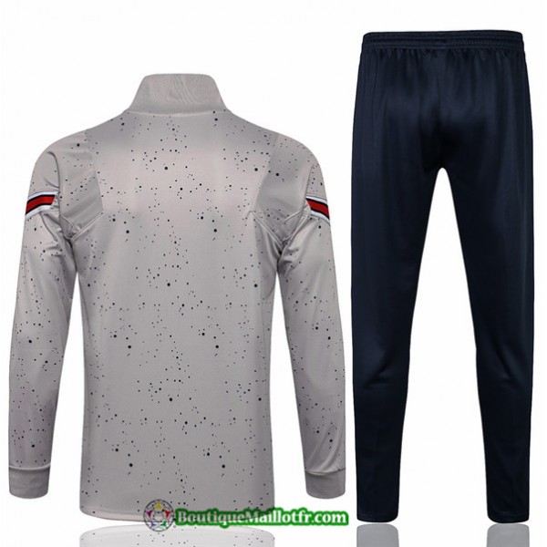 Veste Survetement Jordan Psg 2021 2022 Gris Clair Col Haut