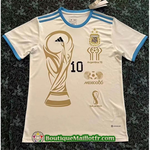 Maillot Argentine 2022 2023 3 étoiles Blanc Espec...