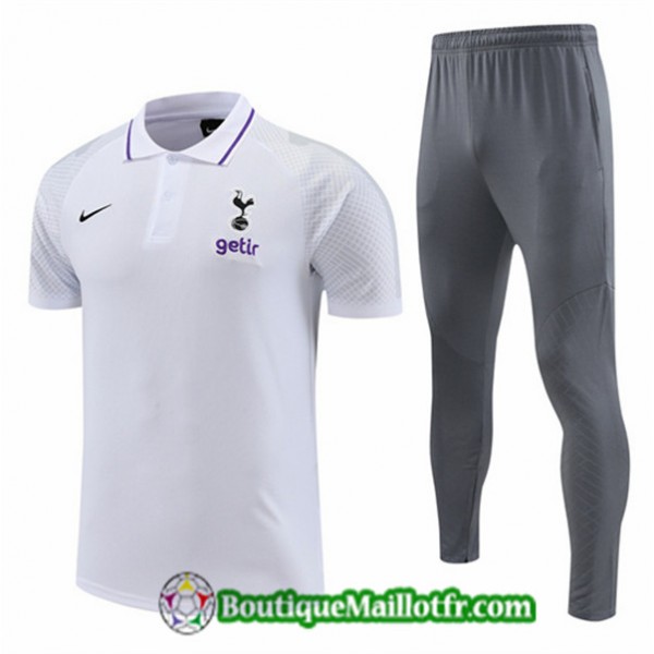 Maillot Kit Entraînement Tottenham Hotspur Polo 2022 2023 Blanc Training