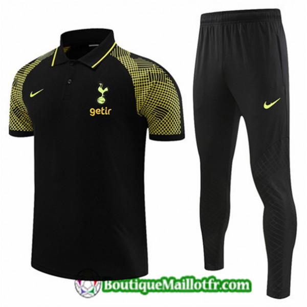 Maillot Kit Entraînement Tottenham Hotspur Polo 2022 2023 Noir Training