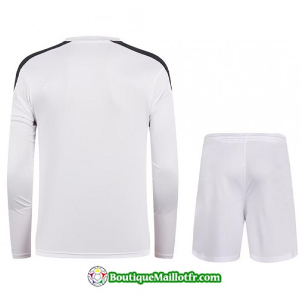 Boutiquemaillotfr 0074 Maillot Kit Entraînement Adidas Manche Longue 2023 2024 Blanc