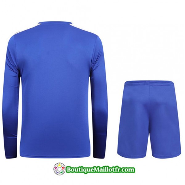 Boutiquemaillotfr 0075 Maillot Kit Entraînement Adidas Manche Longue 2023 2024 Bleu