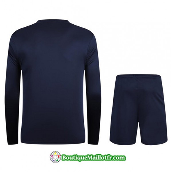 Boutiquemaillotfr 0076 Maillot Kit Entraînement Adidas Manche Longue 2023 2024 Bleu