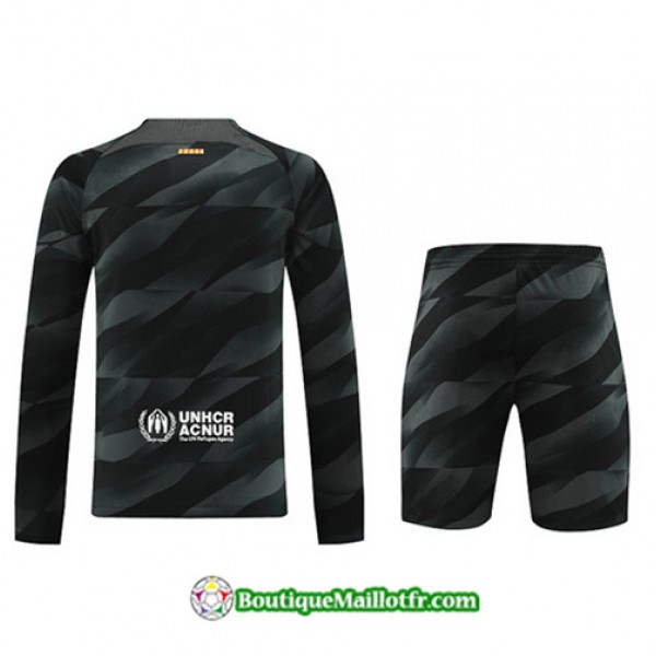 Boutiquemaillotfr 0180 Maillot Kit Entraînement Barcelone Manche Longue 2023 2024 Noir