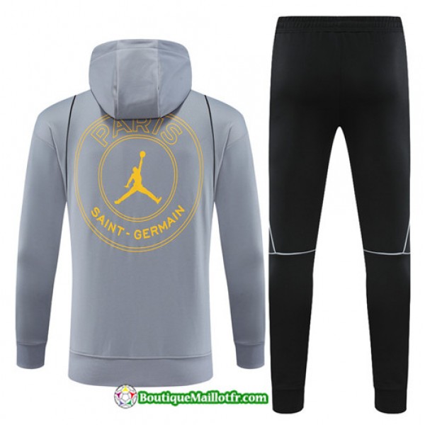 Boutiquemaillotfr 0913 Survetement Paris Saint Germain Enfant à Capuche 2023 2024 Gris