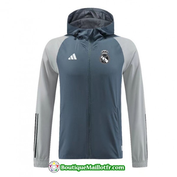 Maillot Coupe Vent Real Madrid 2023 Bleu/gris