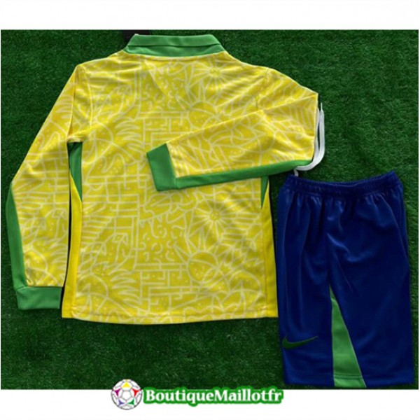 Maillot Bresil Enfant 2024 2025 Domicile Manche Longue