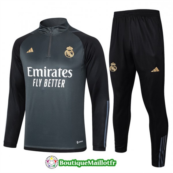 Survetement Real Madrid Enfant 2024 2025 Gris Fonc...