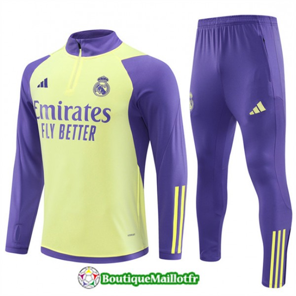 Survetement Real Madrid Enfant 2024 2025 Jaune Cla...