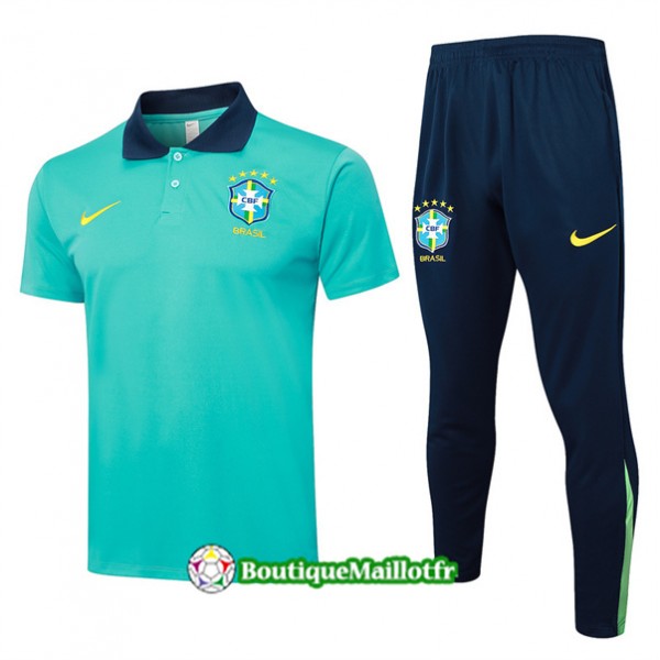 Maillot Kit Entraînement Bresil Polo Training 2024 2025 Bleu Ciel