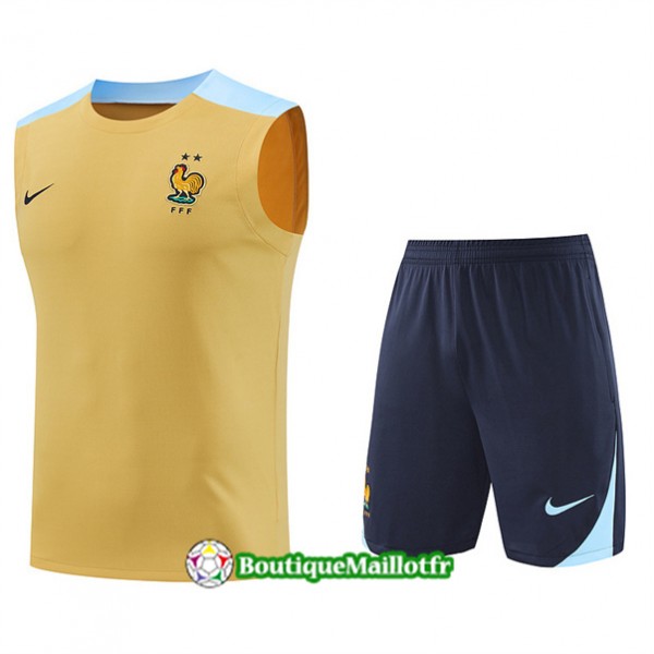 Maillot Kit Entraînement France Debardeur 2024 2025 Jaune