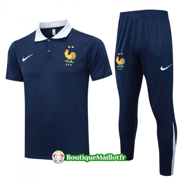 Maillot Kit Entraînement France Polo Training 2024 2025 Bleu Marine