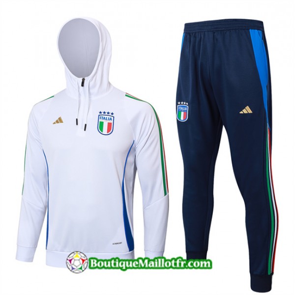 Sweatshirt Italie Enfant 2024 2025 à Capuche Blan...