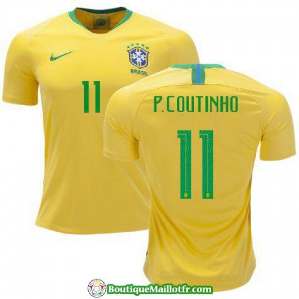 Maillot Bresil P Coutinho 2018 Domicile