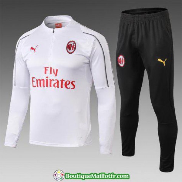 Survetement Ac Milan 2018 2019 Fermeture Eclair Bl...