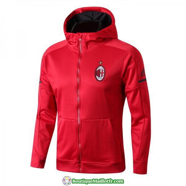 Sweat A Capuche Ac Milan 2017 2018 Ensemble Complet Rouge